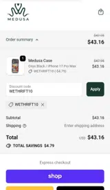 WETHRIFT10 coupon verification screenshot
