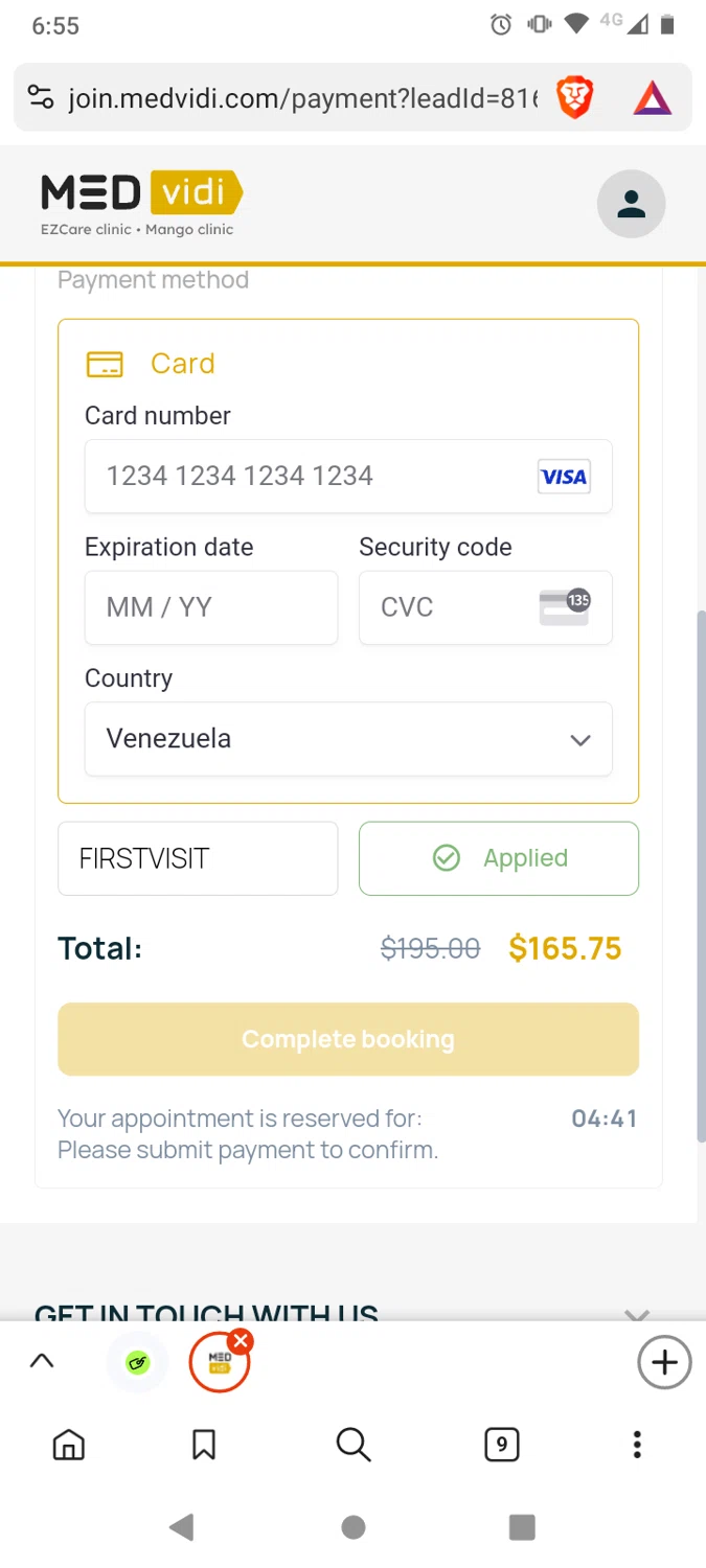 MEDvidi checkout page showing MEDvidi promo code box | Screenshot taken by SimplyCodes community member on Jan 16, 2025