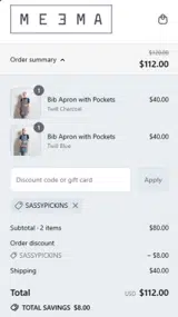 SASSYPICKINS coupon verification screenshot