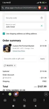 WIJO10 coupon verification screenshot