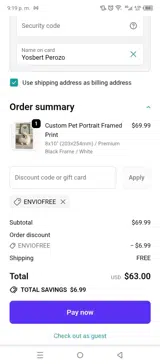 ENVIOFREE coupon verification screenshot