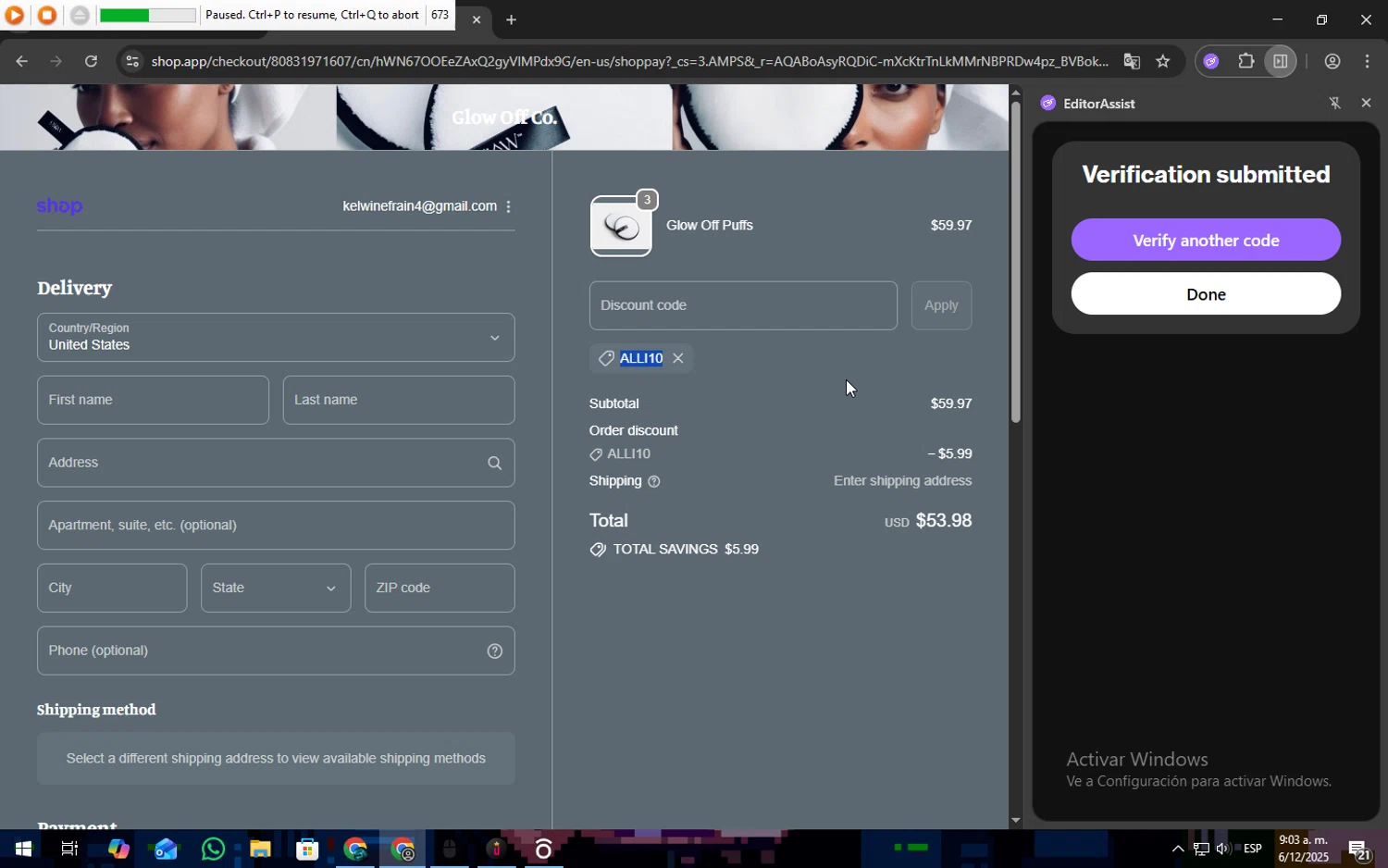 MegaSafety NZ promo code screenshot showing code ALLI10 applied at MegaSafety NZ checkout page. Uploaded by SimplyCodes community member Freeman on Dec 6, 2025