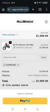 D2PRO200 coupon verification screenshot