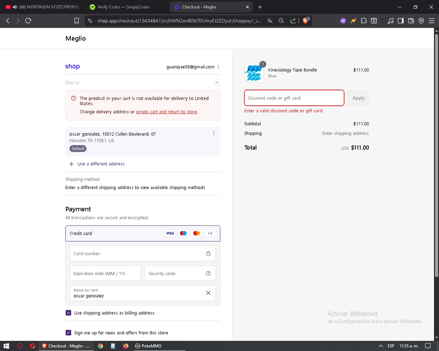 Meglio discount code screenshot showing code 50OFF200 applied at Meglio checkout page. Uploaded by SimplyCodes community member mixelis on Sep 10, 2025