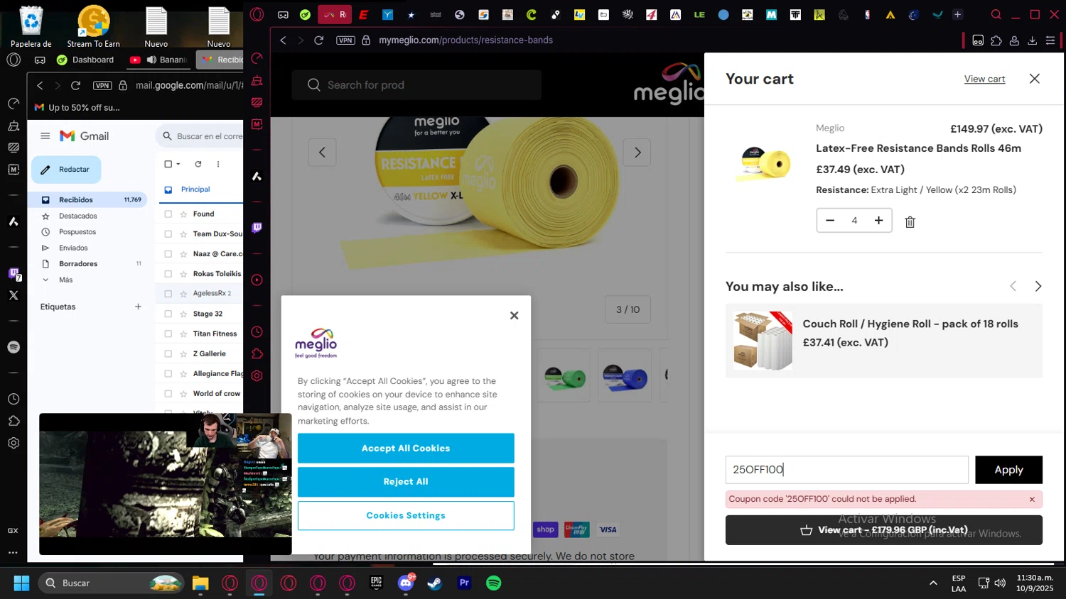 Meglio discount code screenshot showing code 25OFF100 applied at Meglio checkout page. Uploaded by SimplyCodes community member leonardocamacho2 on Sep 10, 2025