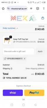 VIPSUBSCRIBER15 coupon verification screenshot