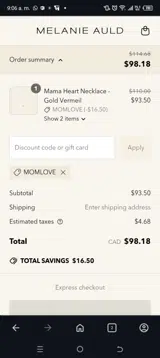 Momlove coupon verification screenshot
