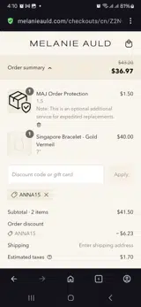 Anna15 coupon verification screenshot
