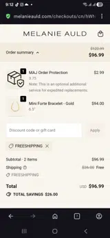 Freeshipping coupon verification screenshot