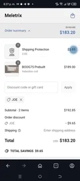 Joe coupon verification screenshot
