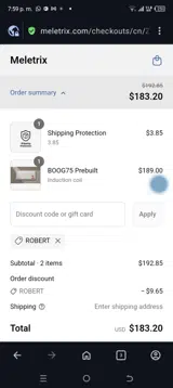 Robert coupon verification screenshot
