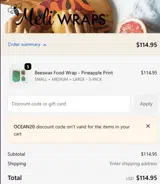 OCEAN20 coupon verification screenshot