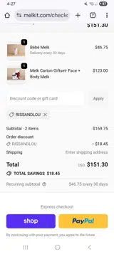 Rissandlou coupon verification screenshot