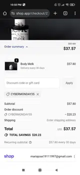 CYBERMONDAY35 coupon verification screenshot
