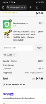 MARIO coupon verification screenshot