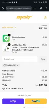 SHOPPING10 coupon verification screenshot