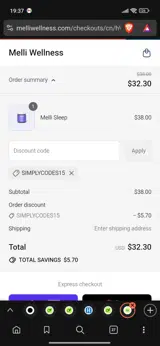 SIMPLYCODES15 coupon verification screenshot