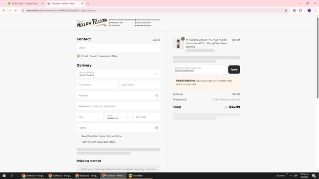 Mellow Fellow checkout page showing Mellow Fellow discount code box | Screenshot taken by SimplyCodes community member on Sep 5, 2025