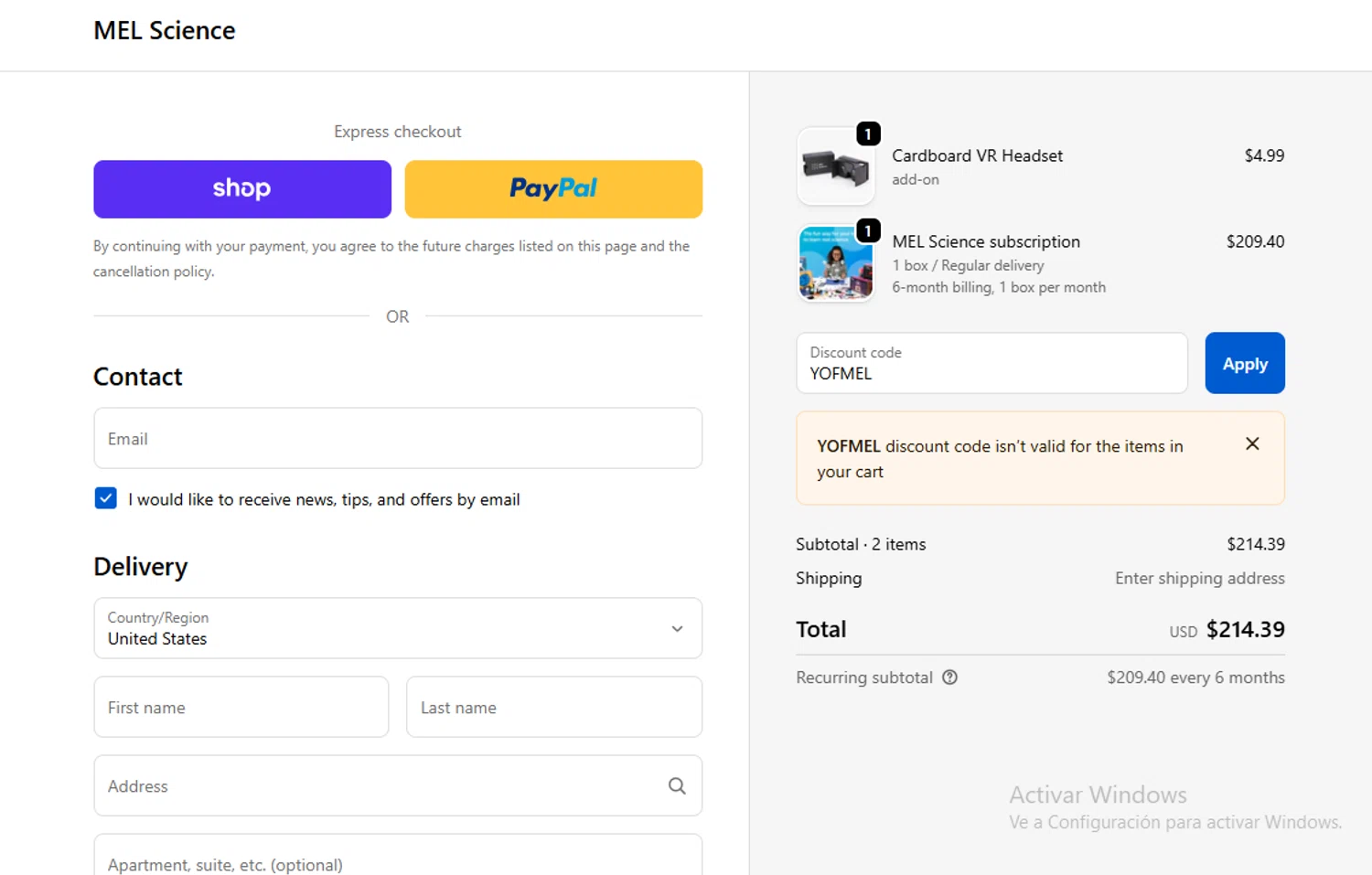 MEL Science promo code screenshot showing code YOFMEL applied at MEL Science checkout page. Uploaded by SimplyCodes community member Lestara_23 on Oct 27, 2025