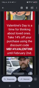 MB14%VALENTINE coupon verification screenshot