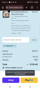 MEMART8 coupon verification screenshot