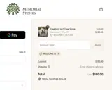 Memorial Stones coupon verification screenshot