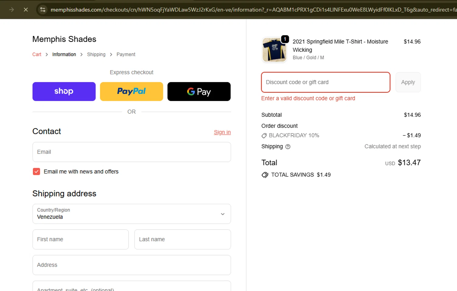 Memphis Shades discount code screenshot showing code Prebf10 applied at Memphis Shades checkout page. Uploaded by SimplyCodes community member Samugl21 on Nov 28, 2025