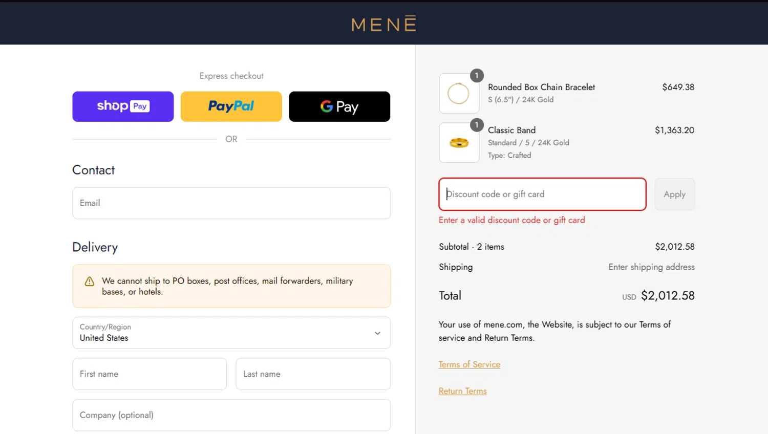 Menē promo code screenshot showing code PUREMENE applied at Menē checkout page. Uploaded by SimplyCodes community member CouponFalcon9871 on Aug 26, 2025