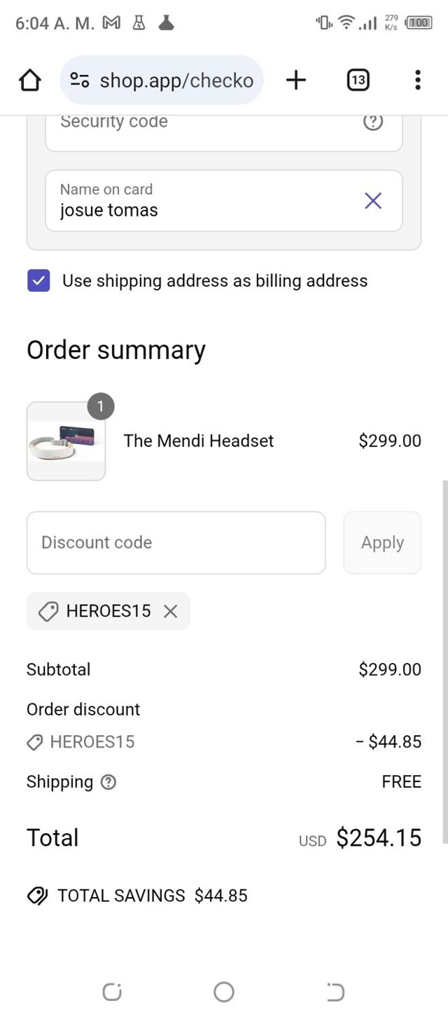 Mendi.io checkout page showing Mendi.io promo code box | Screenshot taken by SimplyCodes community member on May 10, 2025