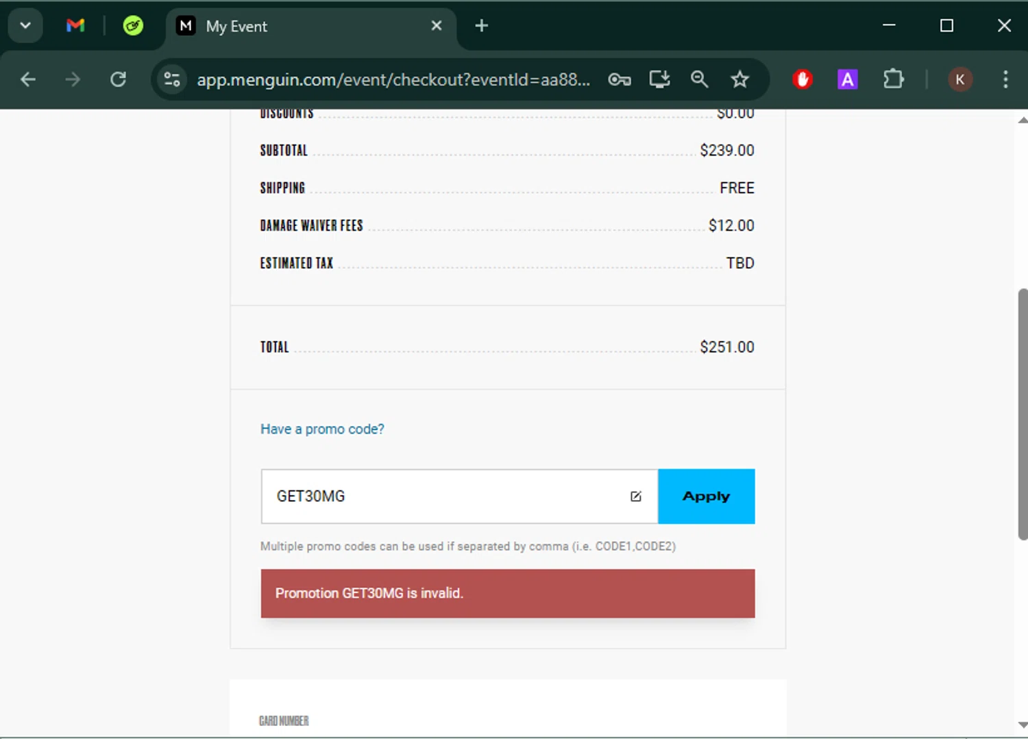 Menguin promo code screenshot showing code GET30MG applied at Menguin checkout page. Uploaded by SimplyCodes community member Keilynkeyonshea on Mar 19, 2025