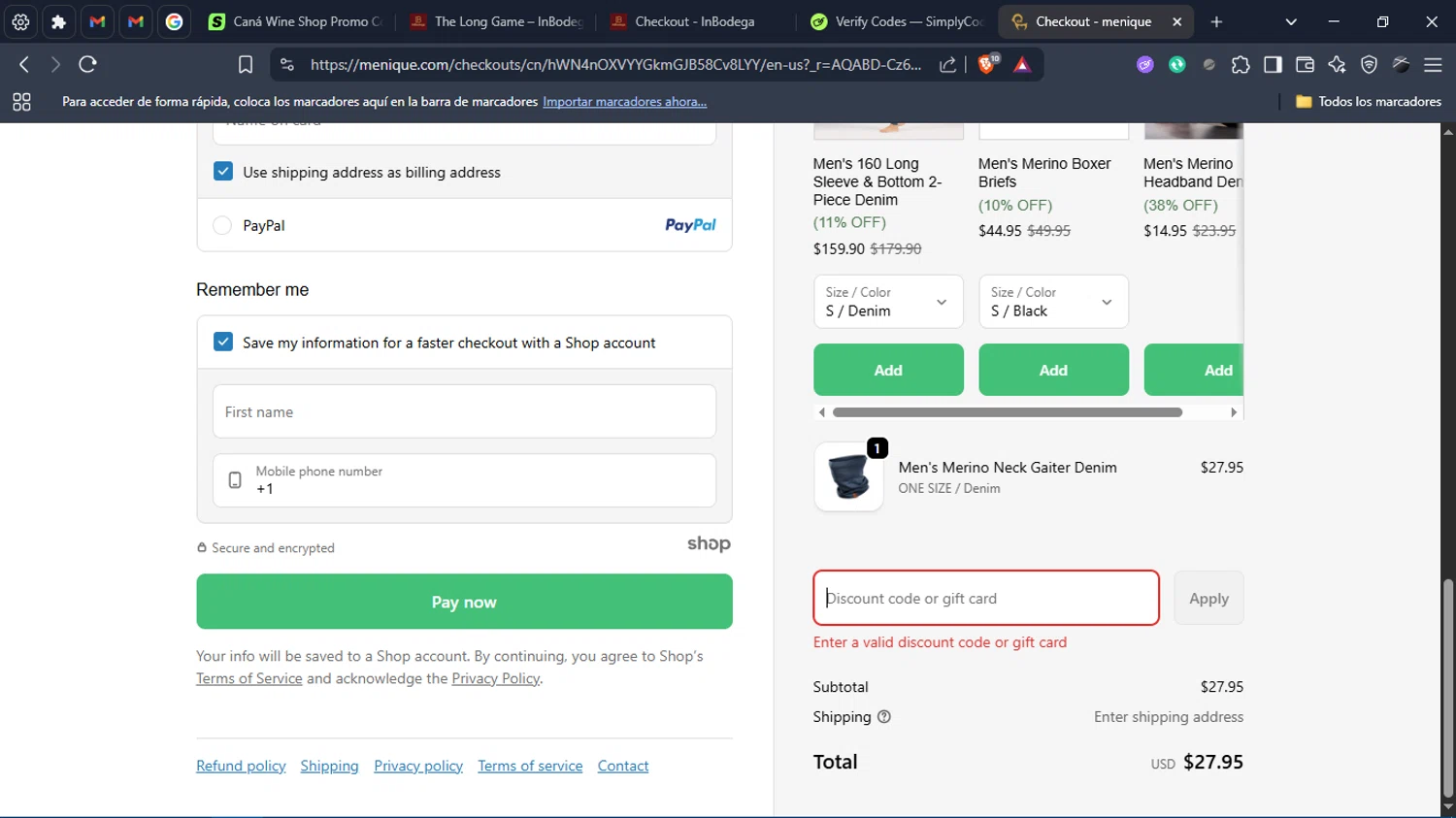 Menique discount code screenshot showing code BELINDAREPORTS applied at Menique checkout page. Uploaded by SimplyCodes community member Charlote on Nov 1, 2025