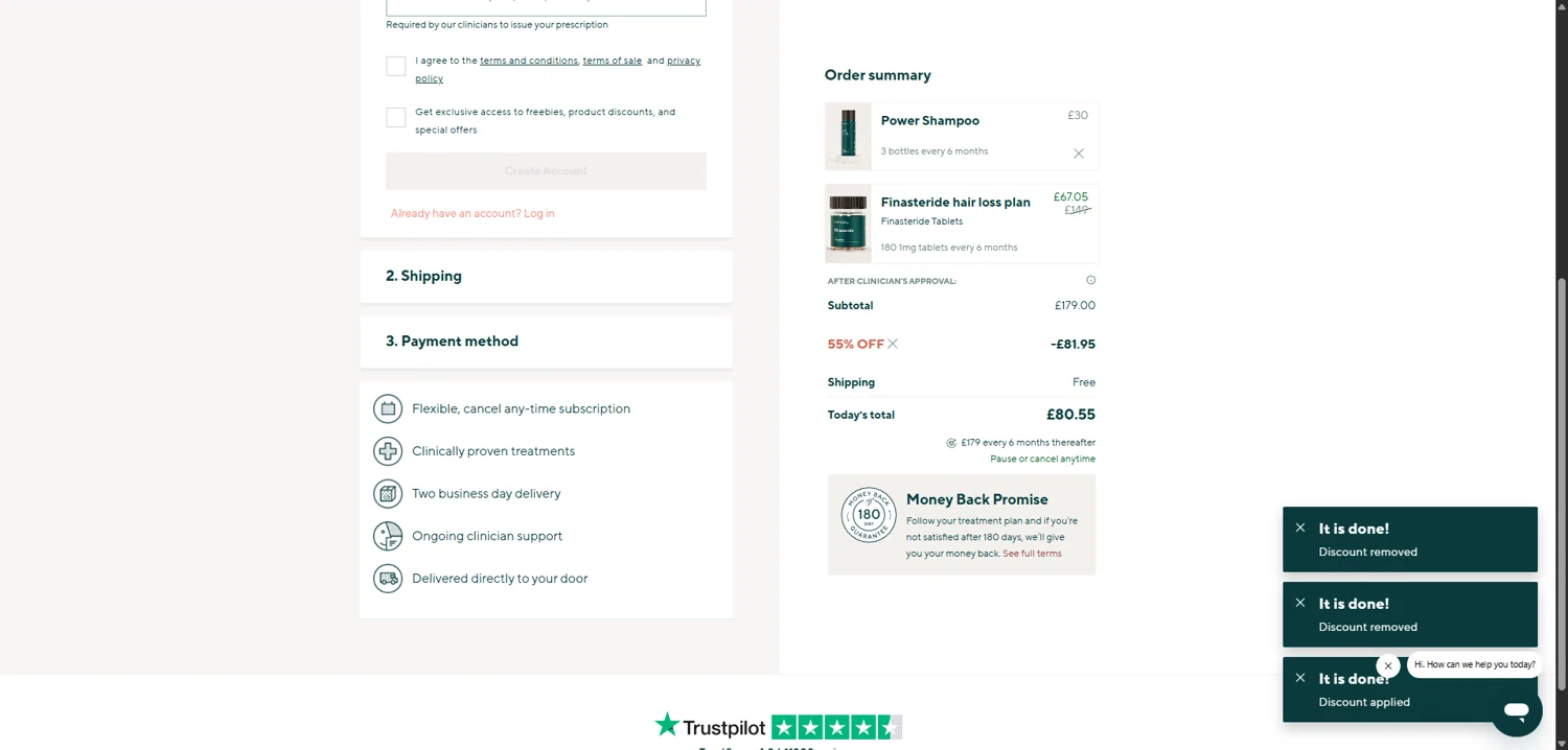 MenofManual promo code screenshot showing code TG55TT applied at MenofManual checkout page. Uploaded by SimplyCodes community member CodeAce1208 on Jan 31, 2026