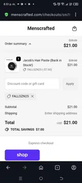 Fallszn25 coupon verification screenshot