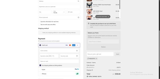 Mensuas checkout page showing Mensuas promo code box | Screenshot taken by SimplyCodes community member on Sep 9, 2025