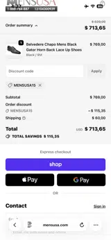 MENSUSA15 coupon verification screenshot
