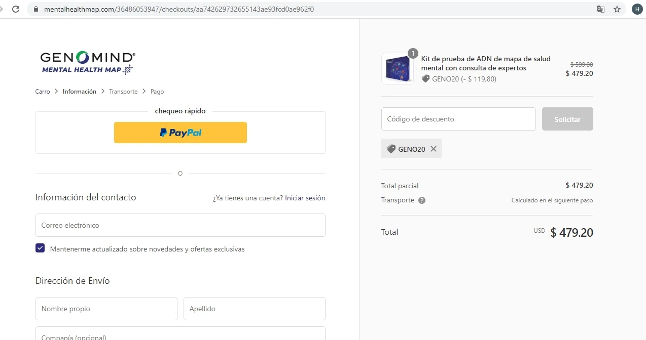 Mental Health Map checkout page showing Mental Health Map promo code box | Screenshot taken by SimplyCodes community member on May 1, 2021