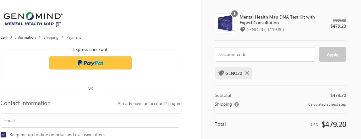 Mental Health Map checkout page showing Mental Health Map promo code box | Screenshot taken by SimplyCodes community member on Mar 28, 2021