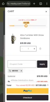 MEOKK coupon verification screenshot