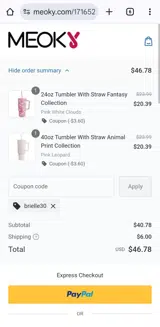BRIELLE30 coupon verification screenshot