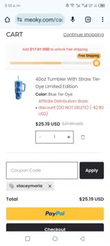 STACEYMARIA coupon verification screenshot