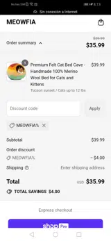 Meowfia% coupon verification screenshot