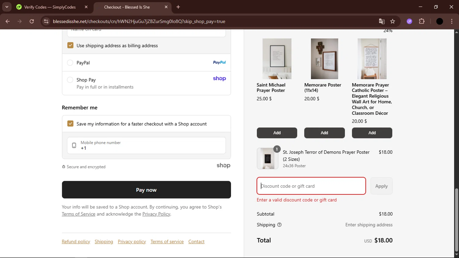 Mercari discount code screenshot showing code PWYDQE applied at Mercari checkout page. Uploaded by SimplyCodes community member FrugalTiger5589 on Aug 27, 2025