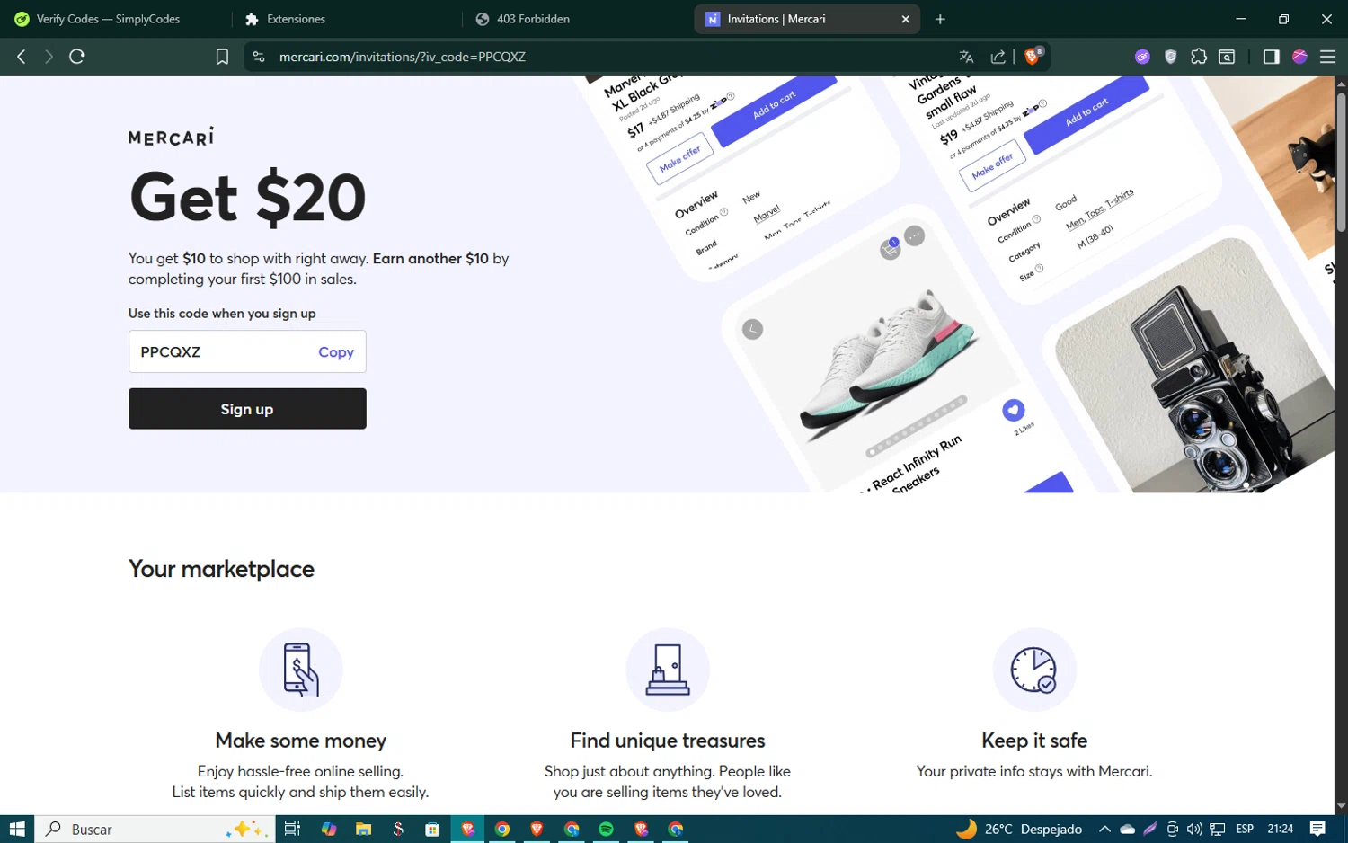 Mercari discount code screenshot showing code PPCQXZ applied at Mercari checkout page. Uploaded by SimplyCodes community member SmartSaver5448 on Aug 25, 2025