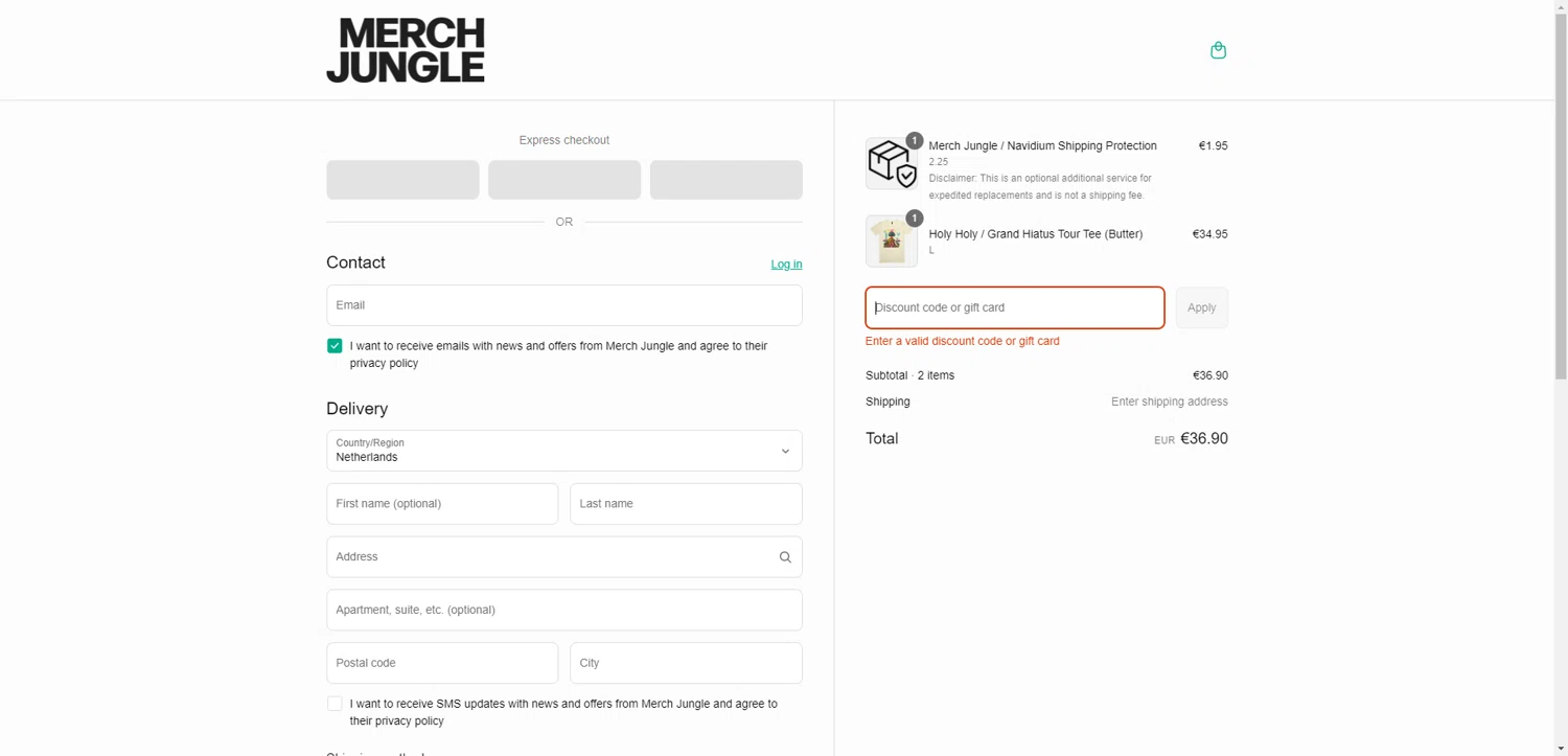 Merch Jungle discount code screenshot showing code HEYTHERE2025 applied at Merch Jungle checkout page. Uploaded by SimplyCodes community member CashSentinel5495 on May 31, 2025
