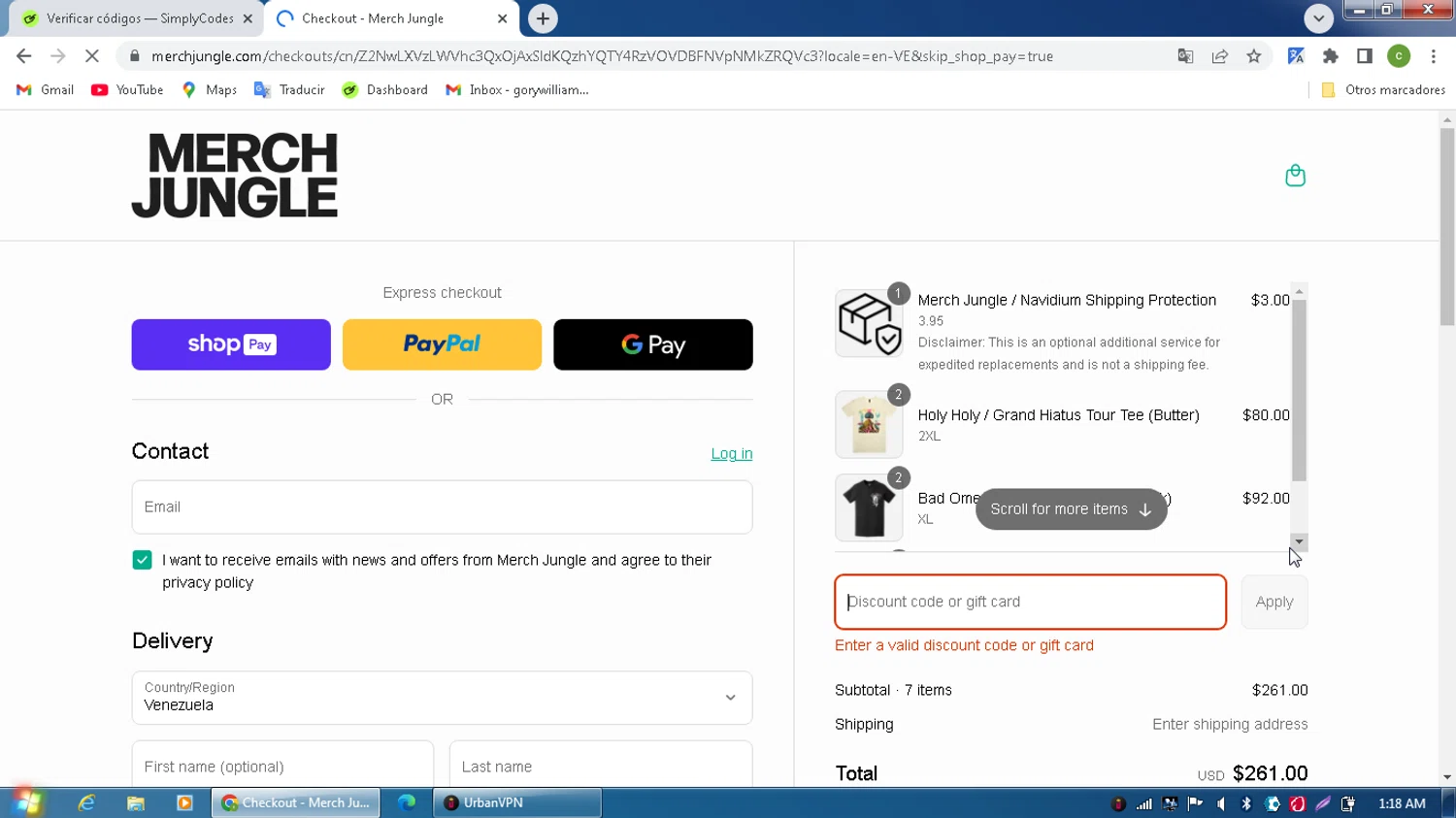 Merch Jungle discount code screenshot showing code HEYTHERE2025 applied at Merch Jungle checkout page. Uploaded by SimplyCodes community member MagnificentPilot8371 on May 31, 2025