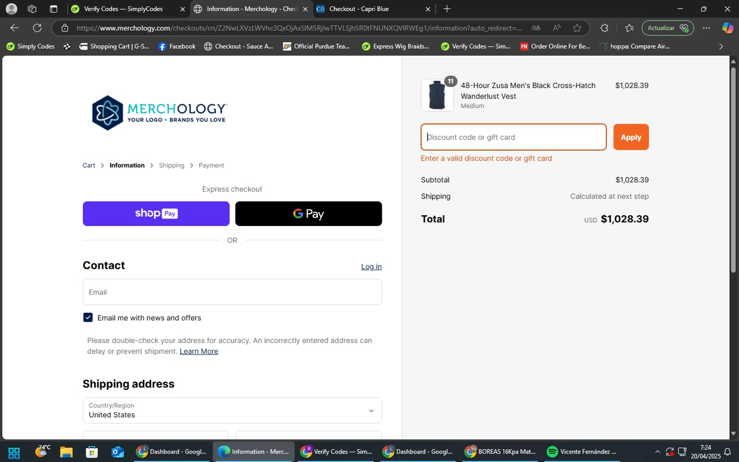 Merchology discount code screenshot showing code BDAY11 applied at Merchology checkout page. Uploaded by SimplyCodes community member CleverElite5084 on Apr 20, 2025