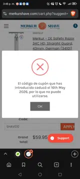SHAVE10 coupon verification screenshot