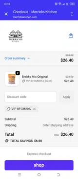 VIP-BFCM20% coupon verification screenshot