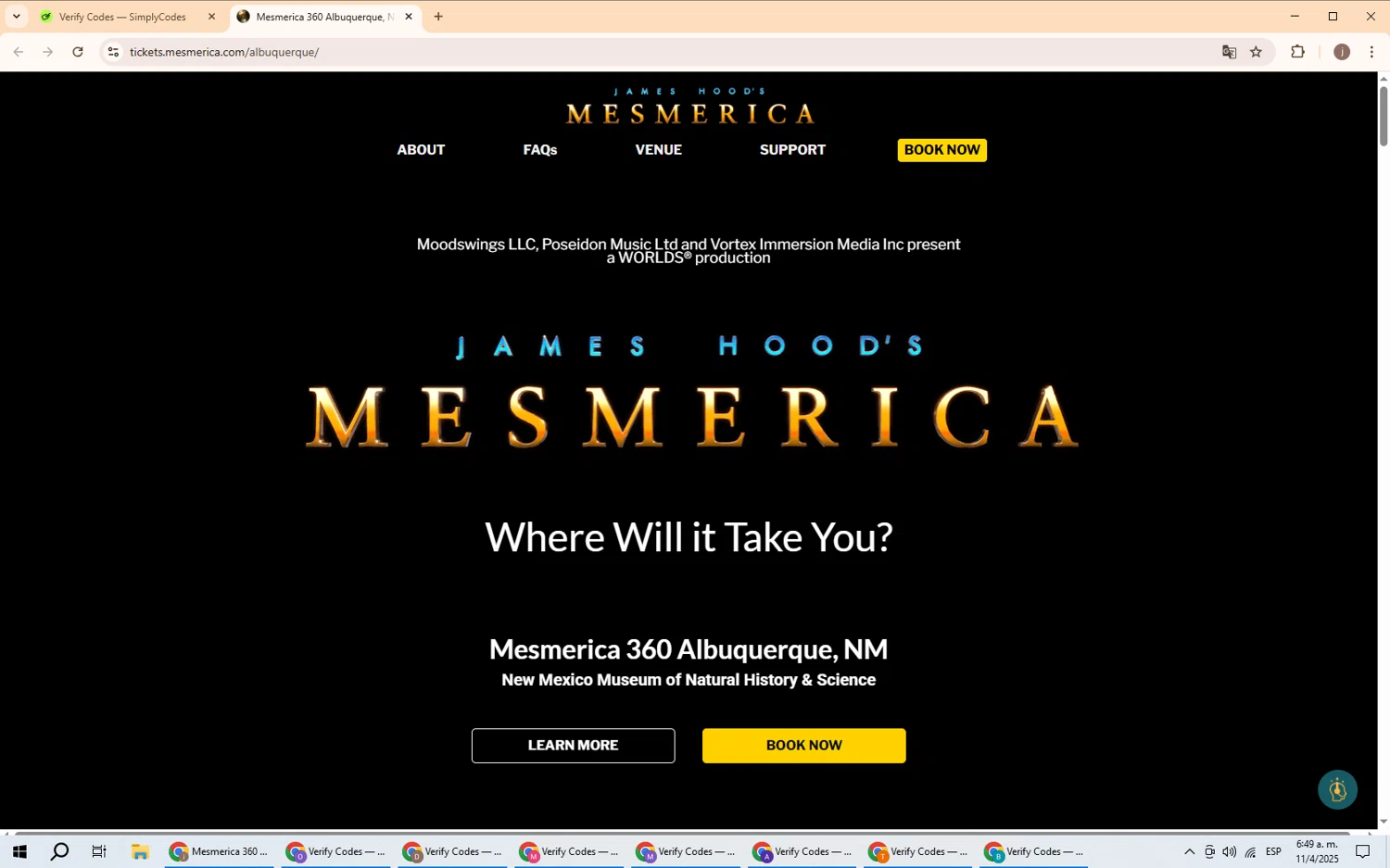 Mesmerica promo code screenshot showing code MESMERICAFAMILY applied at Mesmerica checkout page. Uploaded by SimplyCodes community member GoldChaser6000 on Apr 11, 2025