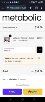 SAVE30 coupon verification screenshot